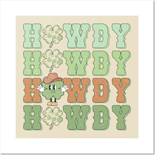 HOWDY St Patricks Day Irish Shamrocks Lucky Cowboy Cowgirl Posters and Art